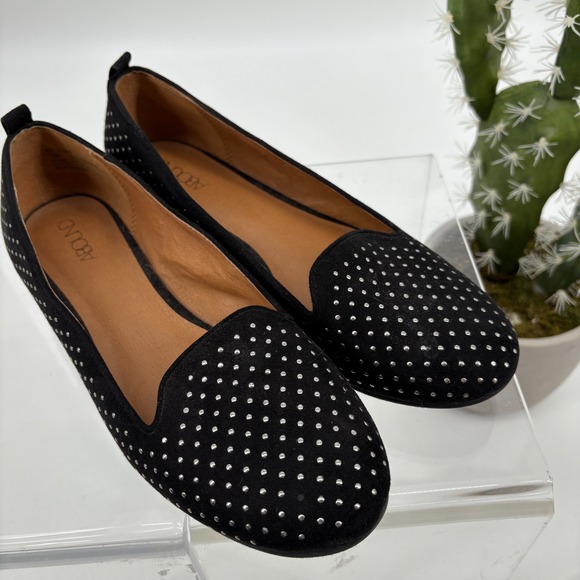 Abound Shoes - ABound Embellished Flat Shoes Round Toe Slip‎ On Faux Suede Black Womens Size 7